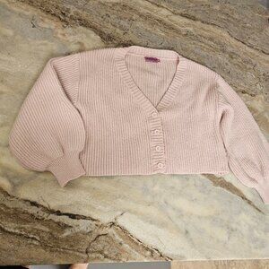 Edikted Boxy Cropped Cardigan | Pale Pink | Oversized Fit | XS